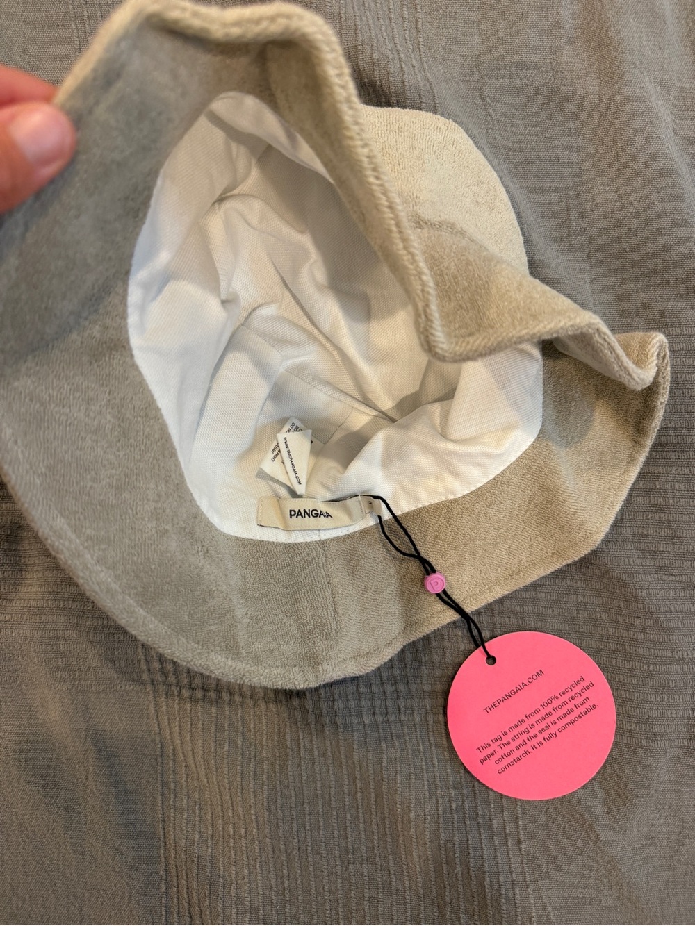 PANGAIA Neutral Beige Bucket Hat with White Lining